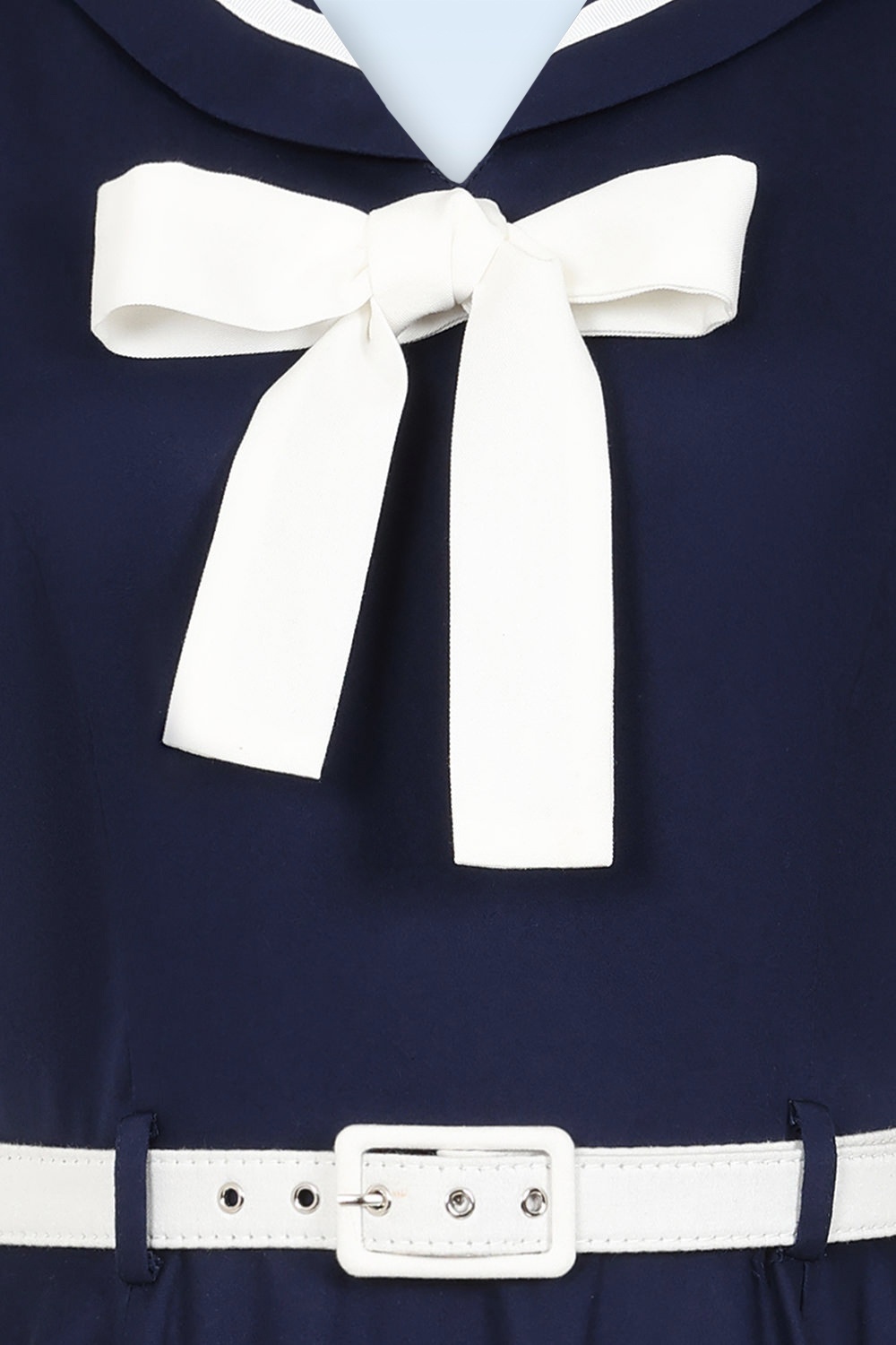 Banned Retro - Ambra Nautical swing jurk in marineblauw 4