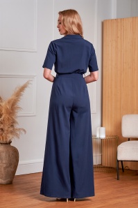 Banned Retro - Katherine jumpsuit in marineblauw 2