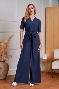 Banned Retro - Katherine jumpsuit in marineblauw