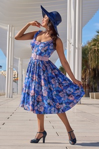 Miss Candyfloss - Layla Lee Floral swing jurk in blauw 3