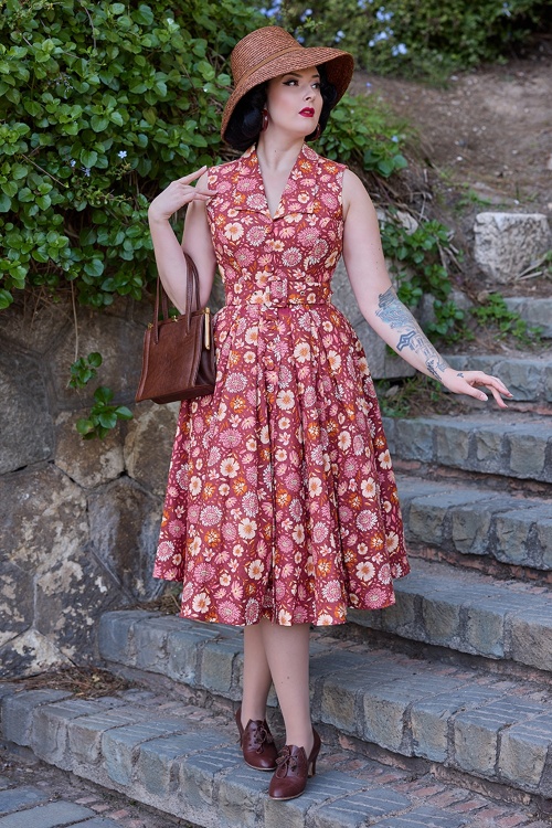 Miss Candyfloss - Elyne Rusti Swing Dress in Framboos