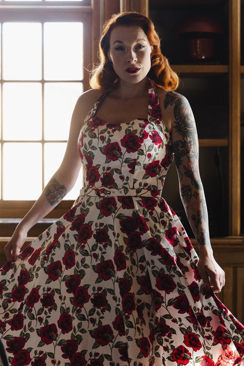 Topvintage Boutique Collection - Topvintage exclusive ~ Betty Rosetta swing jurk in wit 9
