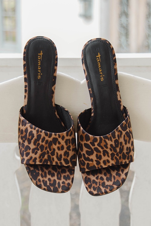 Tamaris - Sauvage Satin muiltjes in luipaard