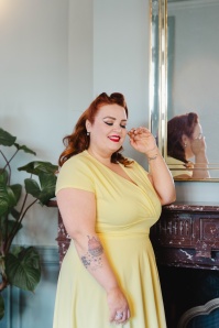 Vintage Chic for Topvintage - Topvintage exclusive ~ Esmeralda swing jurk in citroengeel 3