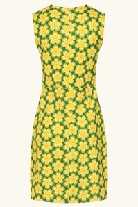 Vintage Chic for Topvintage - Topvintage exclusive ~ Daisy Flower jurk in groen en geel 3