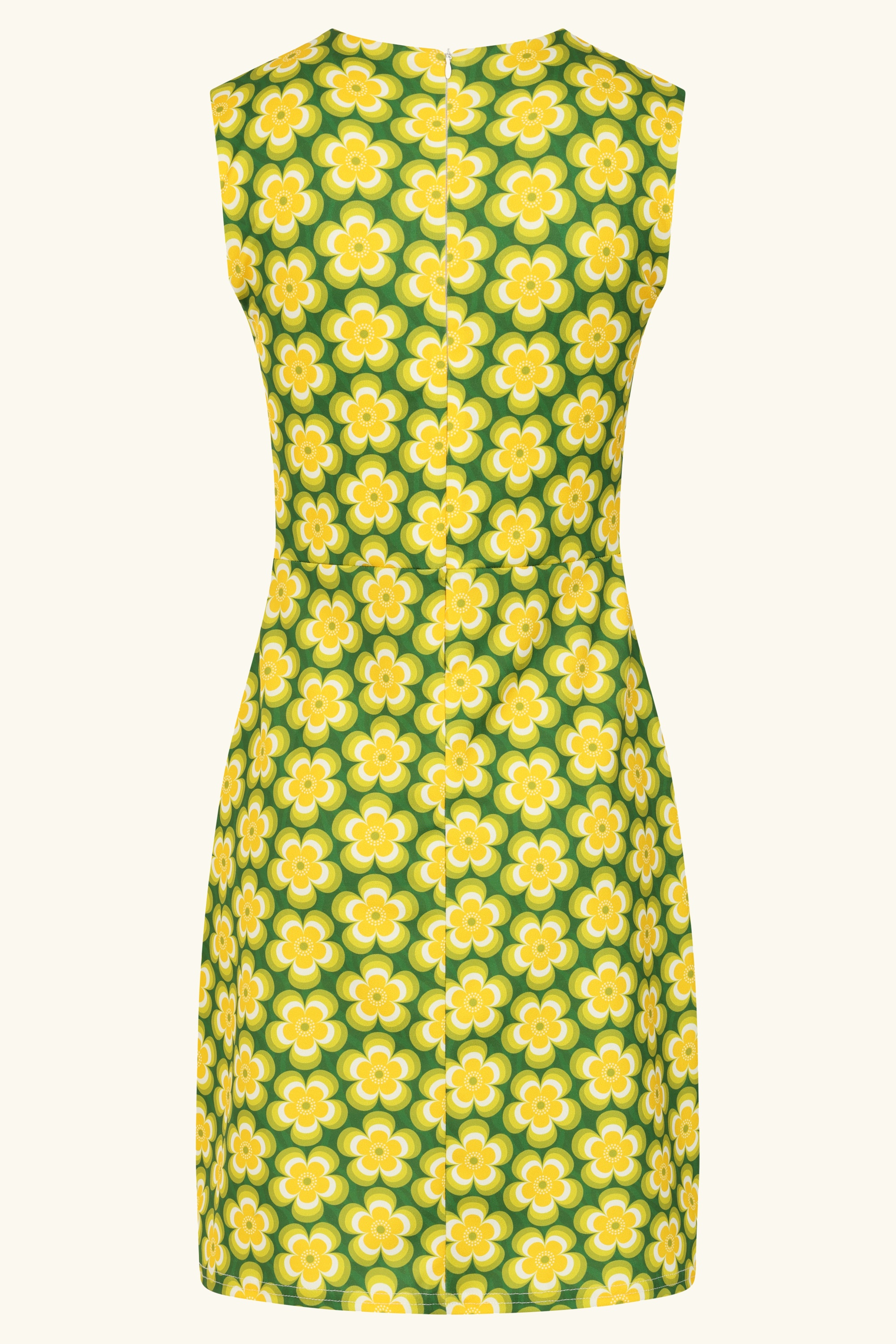 Vintage Chic for Topvintage - Topvintage exclusive ~ Daisy Flower jurk in groen en geel 3