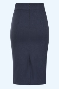 Vintage Chic for Topvintage - Topvintage exclusive ~ Loreen Bengaline Denim pencil rok in donkerblauw 3