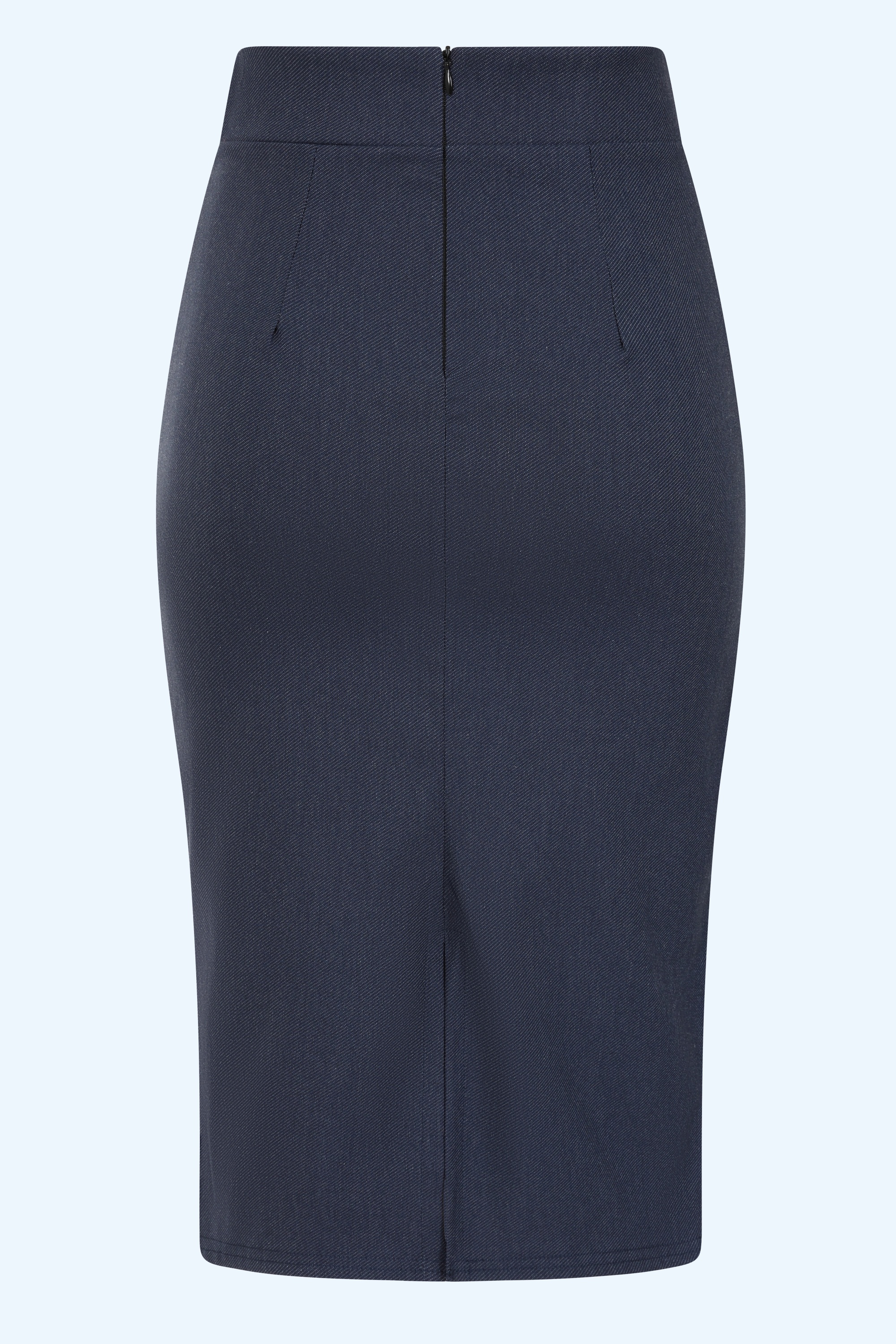 Vintage Chic for Topvintage - Topvintage exclusive ~ Loreen Bengaline Denim pencil rok in donkerblauw 3