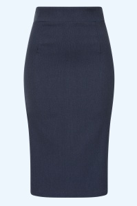 Vintage Chic for Topvintage - Topvintage exclusive ~ Loreen Bengaline Denim pencil rok in donkerblauw