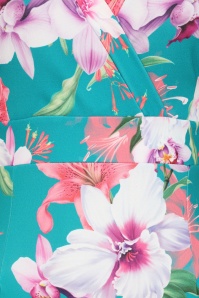 Vintage Chic for Topvintage - Topvintage exclusive ~ Rita Floral pencil jurk in teal en multi 4