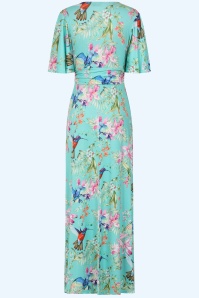 Vintage Chic for Topvintage - Topvintage exclusive ~ Clara floral kolibrie maxi jurk in turquoise 5