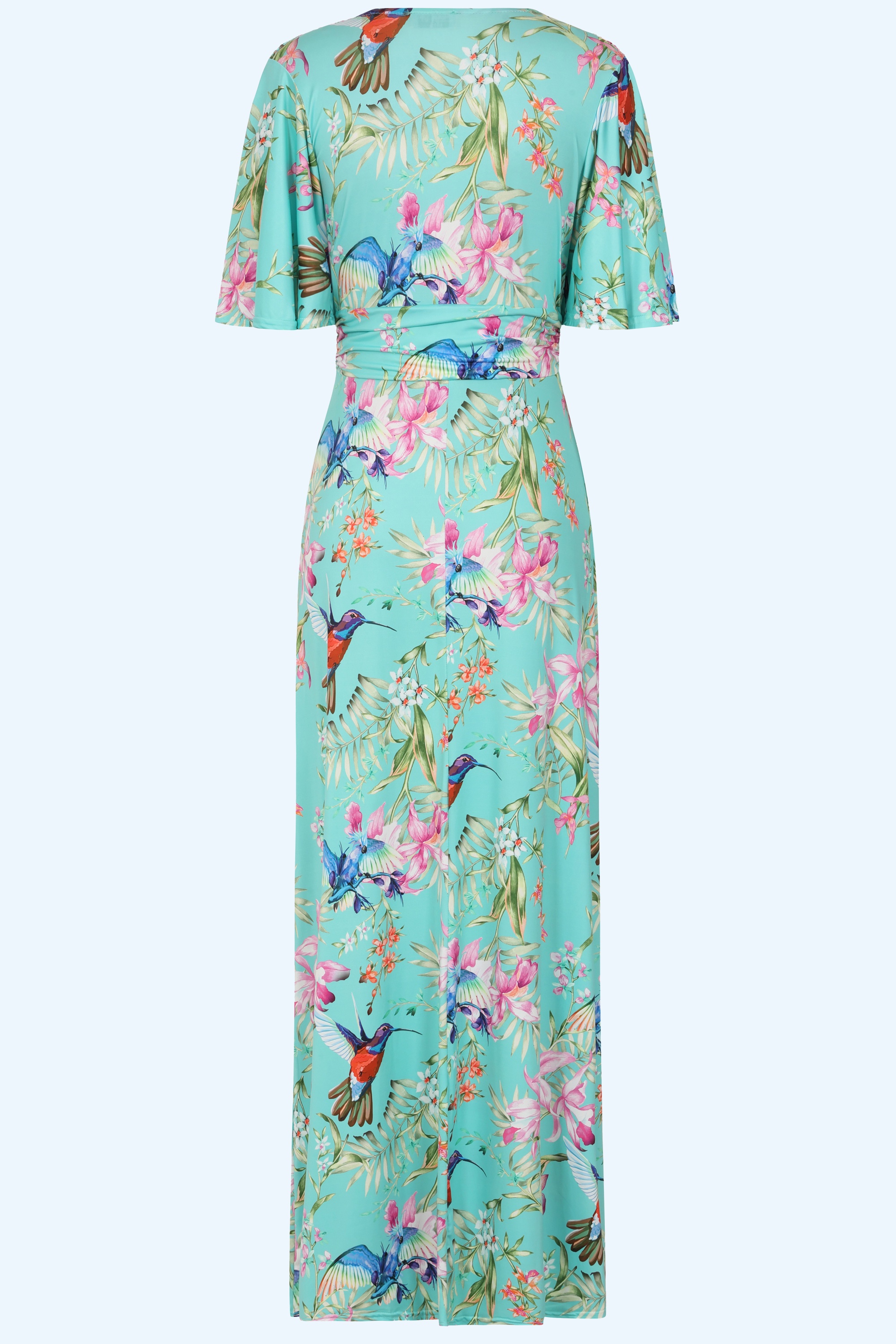 Vintage Chic for Topvintage - Topvintage exclusive ~ Clara floral kolibrie maxi jurk in turquoise 5