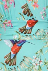 Vintage Chic for Topvintage - Topvintage exclusive ~ Clara floral kolibrie maxi jurk in turquoise 4