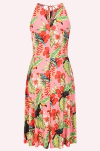 Vintage Chic for Topvintage - Topvintage exclusive ~ Exotic Bloom swing jurk in roze en multi 3