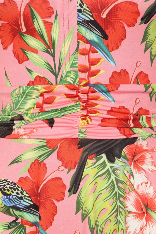 Vintage Chic for Topvintage - Topvintage exclusive ~ Exotic Bloom swing jurk in roze en multi 2