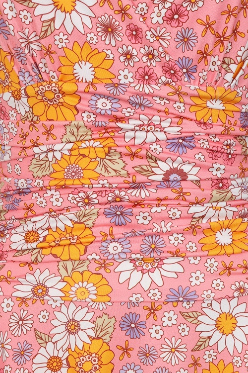 Vintage Chic for Topvintage - Topvintage Exclusive ~ Grecian Floral jurk in roze en multi 2