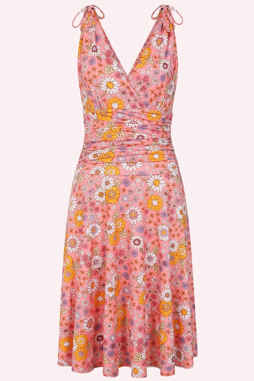 Vintage Chic for Topvintage - Topvintage Exclusive ~ Grecian Floral jurk in roze en multi