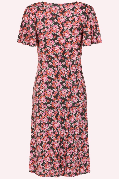 Vintage Chic for Topvintage - Topvintage exclusive ~ Devon Ditsy jurk in bruin en roze 3