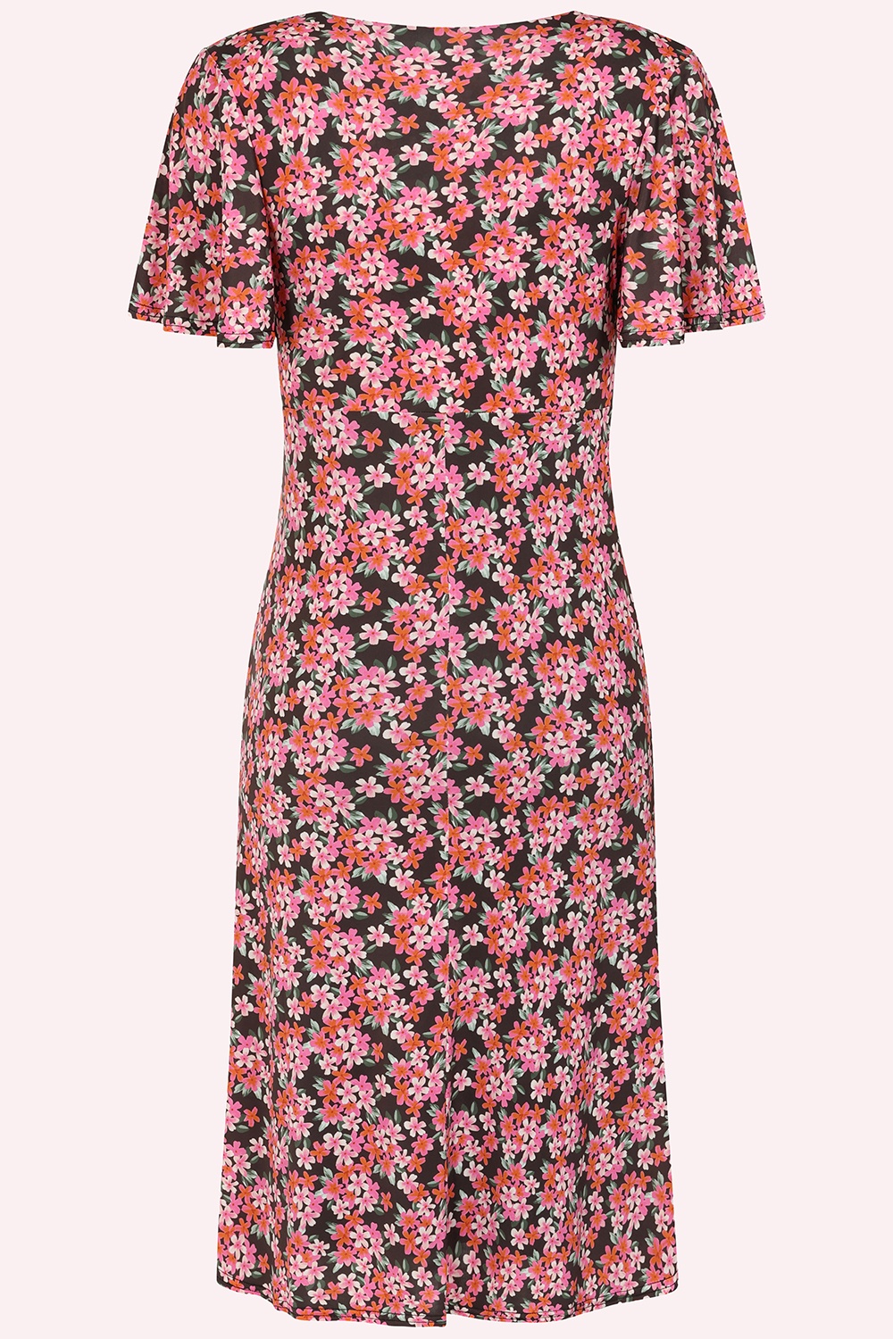 Vintage Chic for Topvintage - Topvintage exclusive ~ Devon Ditsy jurk in bruin en roze 3