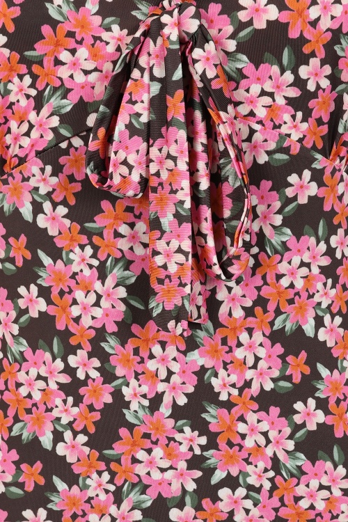 Vintage Chic for Topvintage - Topvintage exclusive ~ Devon Ditsy jurk in bruin en roze 2