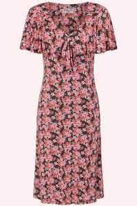 Vintage Chic for Topvintage - Topvintage exclusive ~ Devon Ditsy jurk in bruin en roze