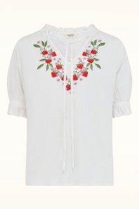 Sugarhill Brighton - Angelique Wild Strawberry blouse in gebroken wit 2