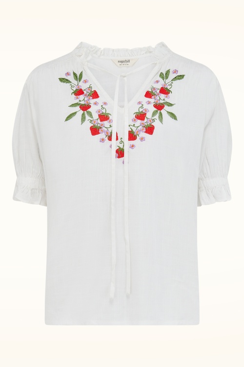 Sugarhill Brighton - Angelique Wild Strawberry blouse in gebroken wit 2