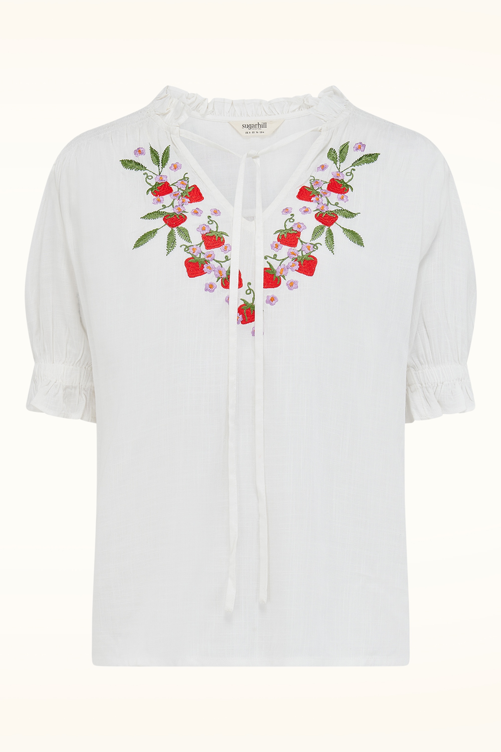 Sugarhill Brighton - Angelique Wild Strawberry blouse in gebroken wit 2