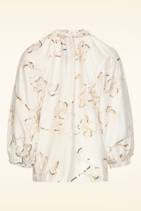 Smashed Lemon - Golden Sparkle Bloom geborduurde blouse in gebroken wit 4