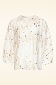 Smashed Lemon - Golden Sparkle Bloom geborduurde blouse in gebroken wit 2