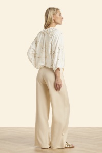 Smashed Lemon - Golden Sparkle Bloom geborduurde blouse in gebroken wit 3