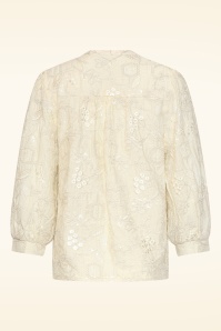 Smashed Lemon - Sequin Bloom geborduurde blouse in crème  4