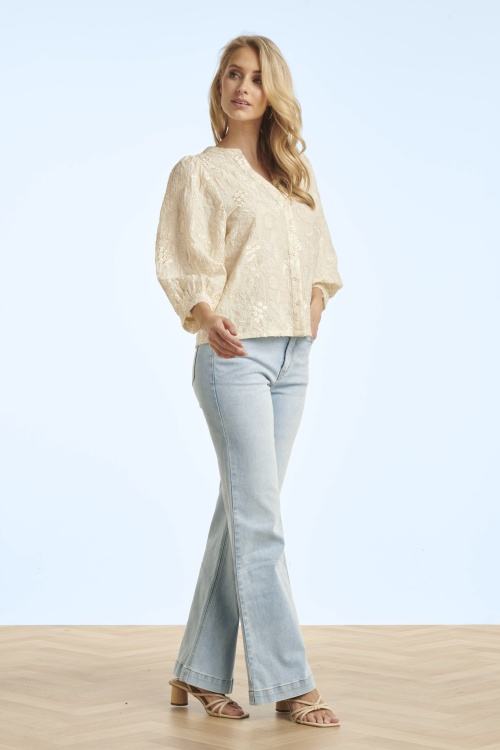 Smashed Lemon - Belle jeans met rechte pijpen in lichtblauw 5