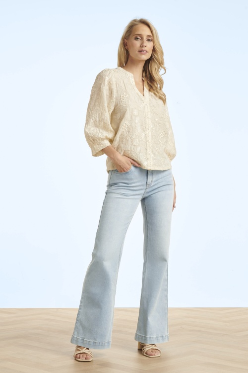Smashed Lemon - Belle jeans met rechte pijpen in lichtblauw 2