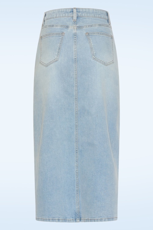 Smashed Lemon - The Cali Denim midi rok in lichtblauw 2