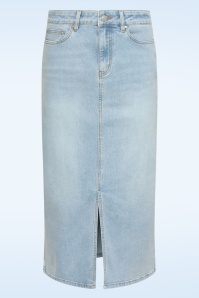 Smashed Lemon - The Cali Denim midi rok in lichtblauw