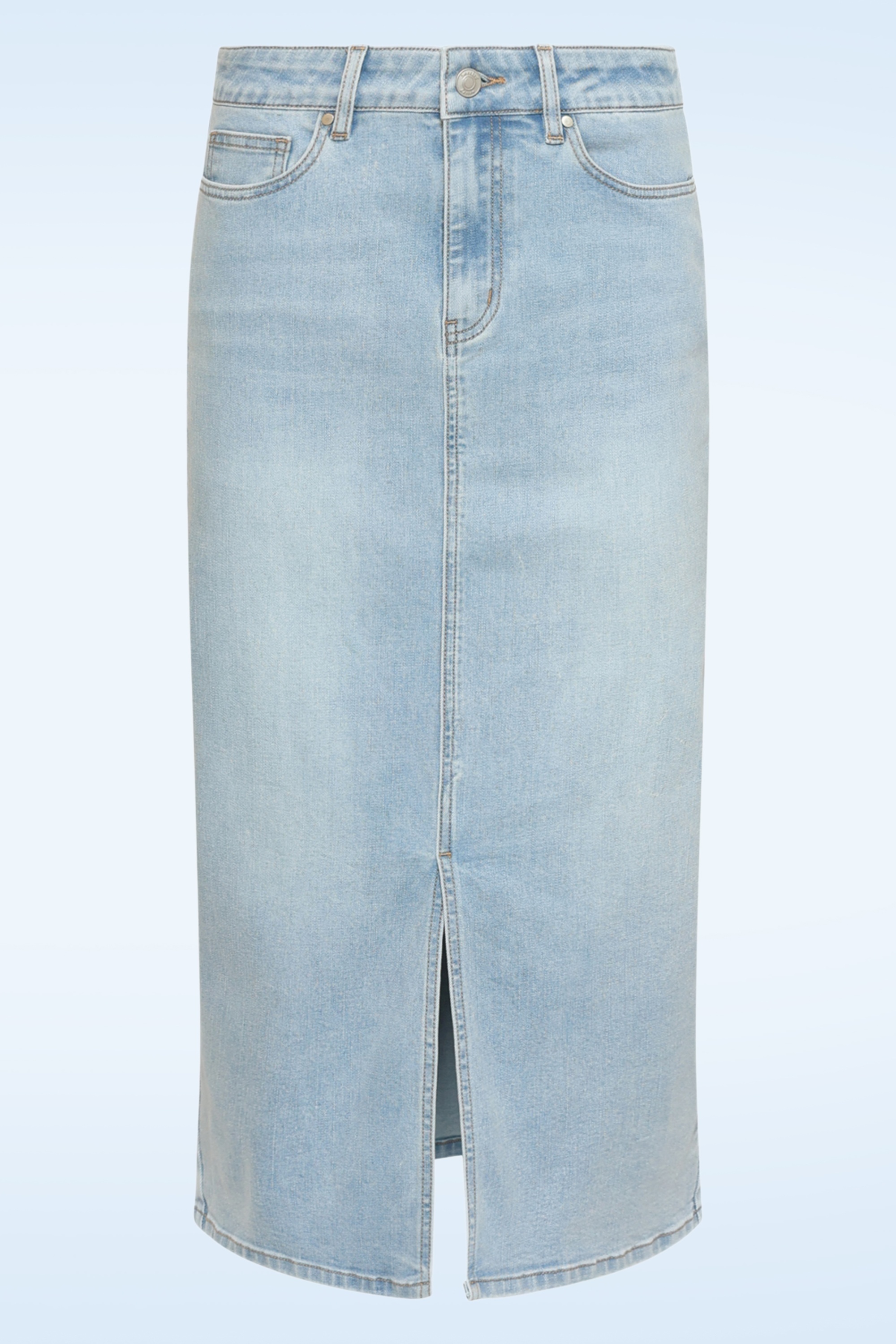 Smashed Lemon - The Cali Denim midi rok in lichtblauw