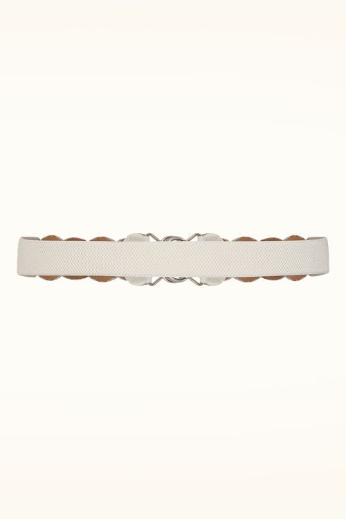 Banned Retro - Audrey stretch riem in wit 4