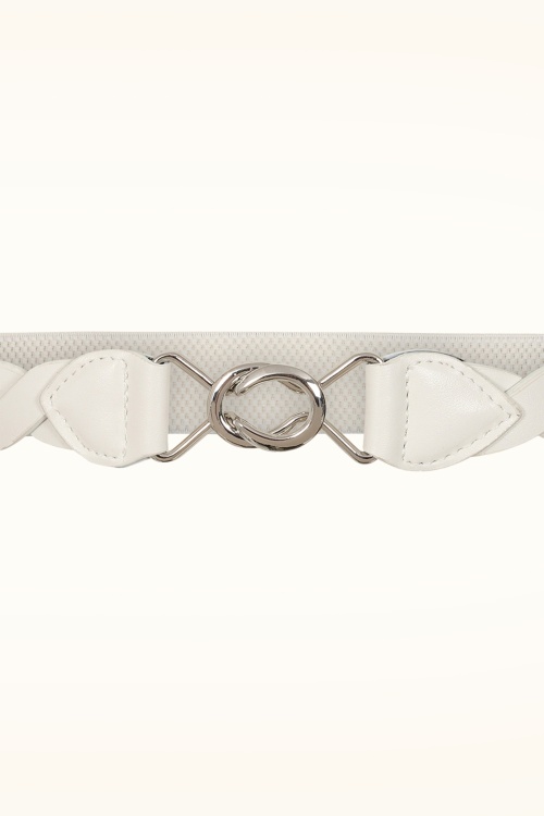 Banned Retro - Audrey stretch riem in wit 2