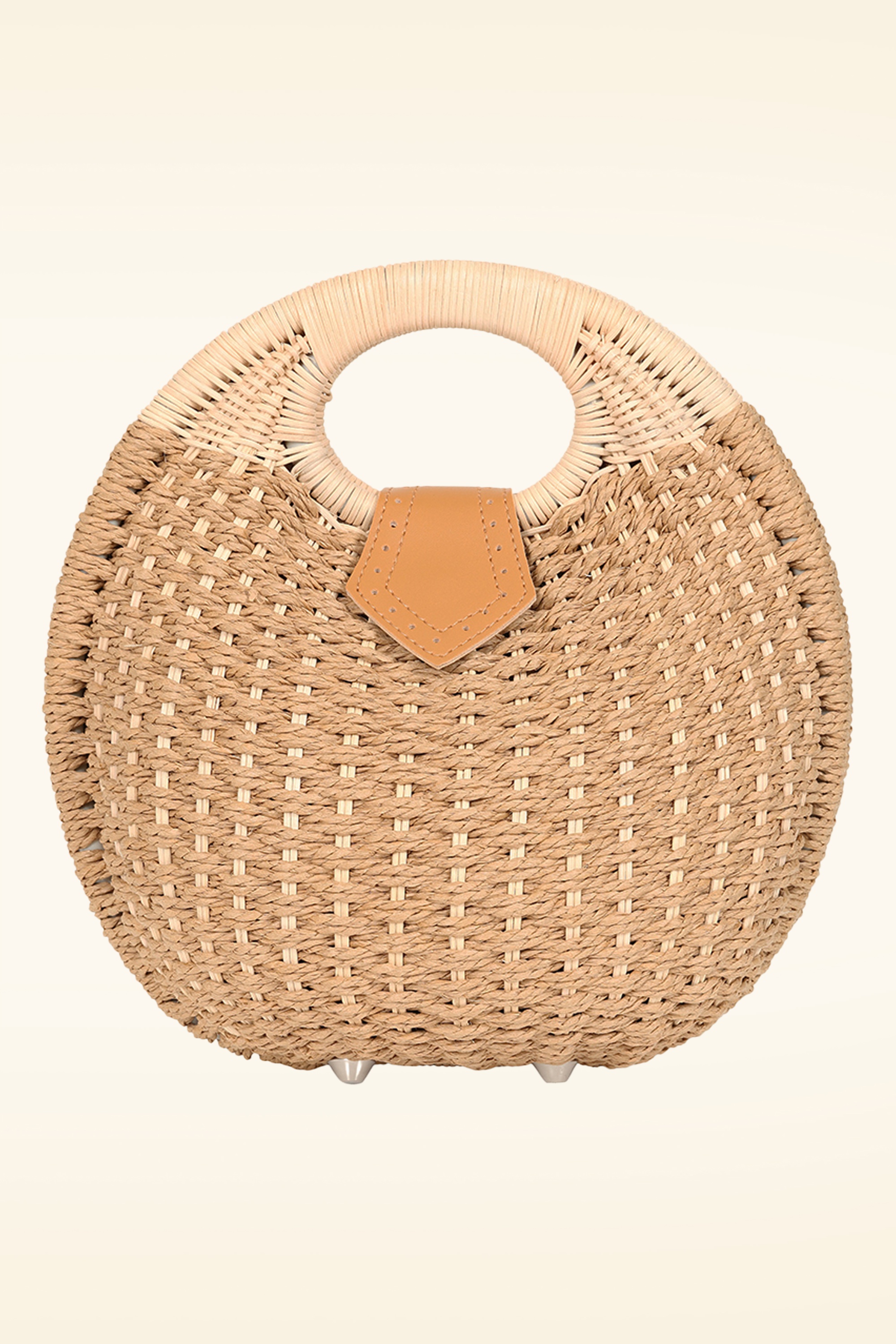 Banned Retro - Lottie ronde rotan tas in zand 3