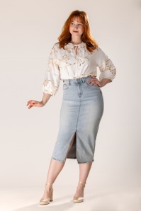 Smashed Lemon - The Cali Denim midi rok in lichtblauw 2