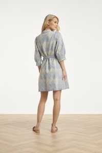 Smashed Lemon - Lina broderie anglaise jurk in lichtblauw en gebroken wit 2