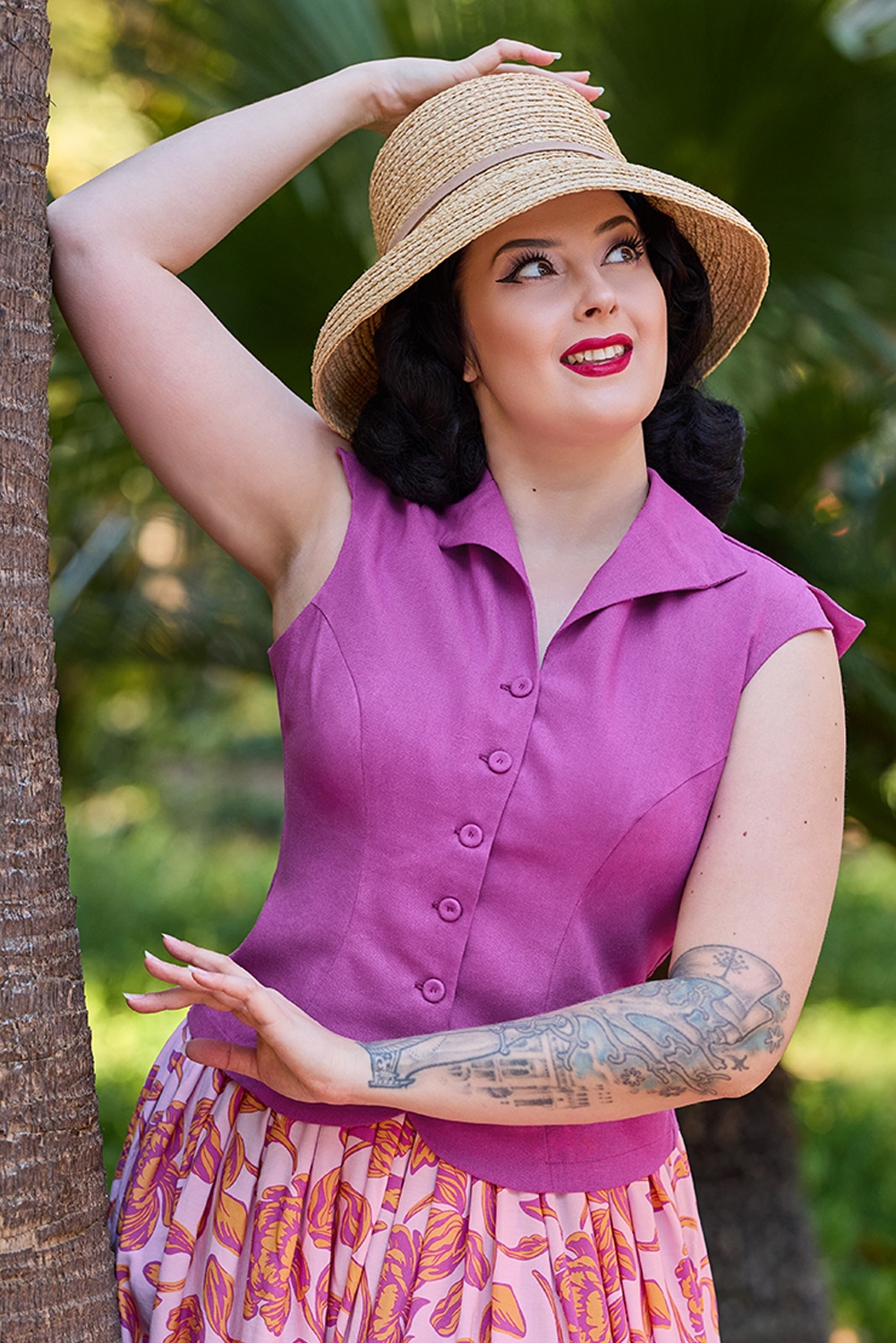 Miss Candyfloss - Kelia Mai linnen blouse in fuchsia