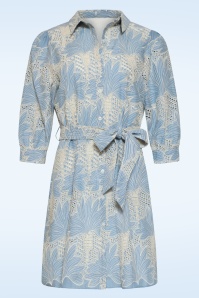Smashed Lemon - Lina broderie anglaise jurk in lichtblauw en gebroken wit 2