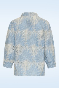 Smashed Lemon - Lina broderie anglaise blouse in lichtblauw en gebroken wit 4