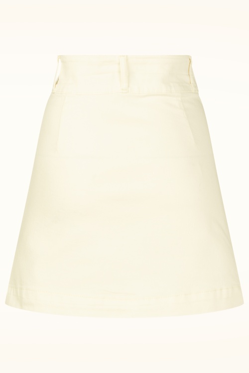 Smashed Lemon - Easy Summer Denim mini rok in gebroken wit 2