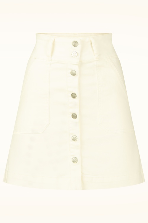 Smashed Lemon - Easy Summer Denim mini rok in gebroken wit