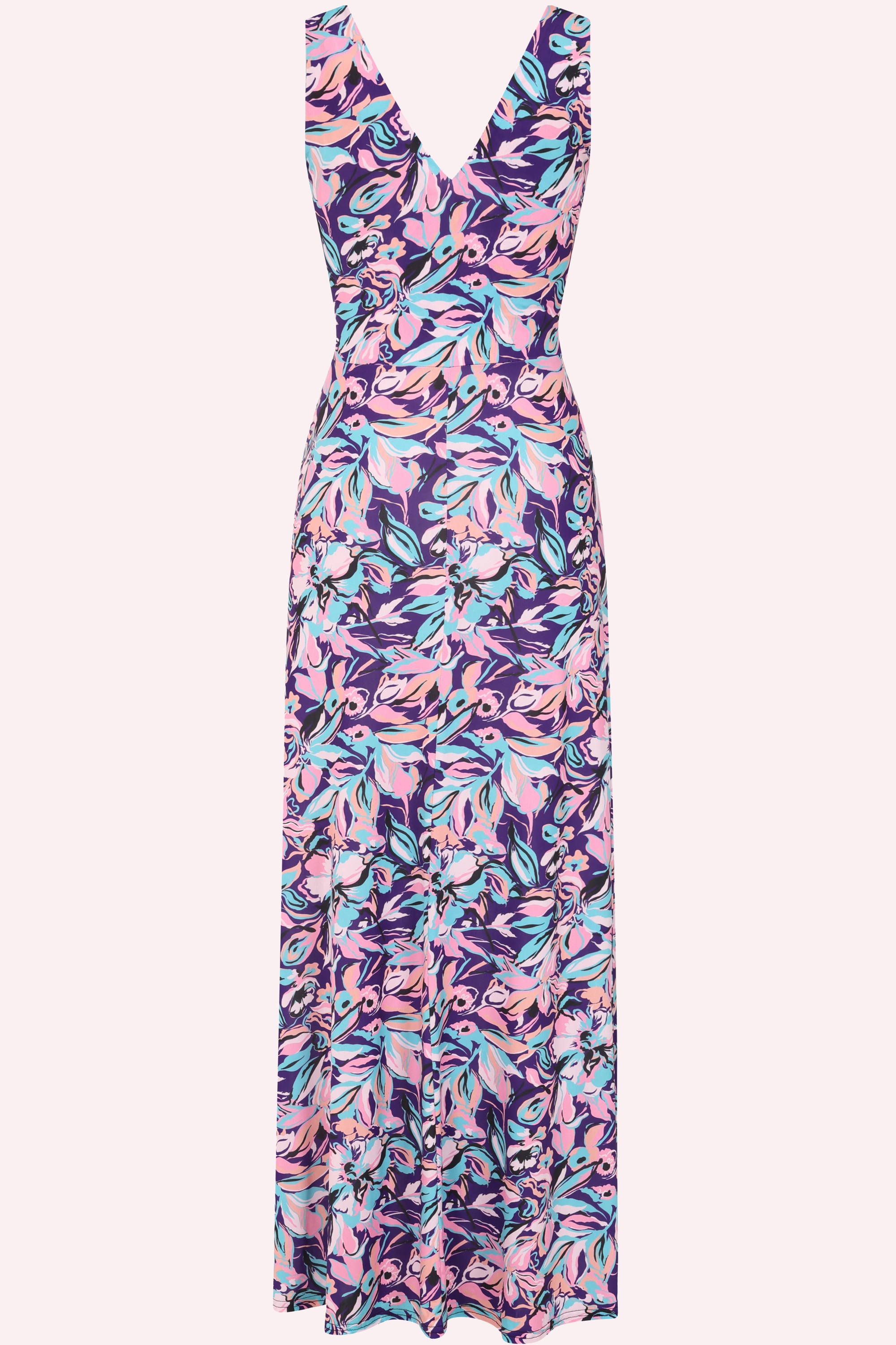 Vintage Chic for Topvintage - Topvintage exclusive ~ Deveny Floral maxi jurk in paars en roze 3