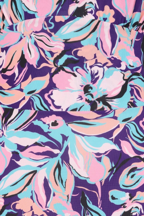 Vintage Chic for Topvintage - Topvintage exclusive ~ Deveny Floral maxi jurk in paars en roze 2