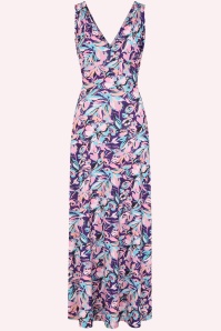 Vintage Chic for Topvintage - Topvintage exclusive ~ Deveny Floral maxi jurk in paars en roze